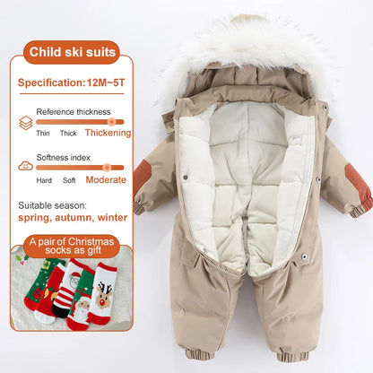 Waterproof -30°C Winter Baby Ski Jumpsuit with Hood by HitMyNeed