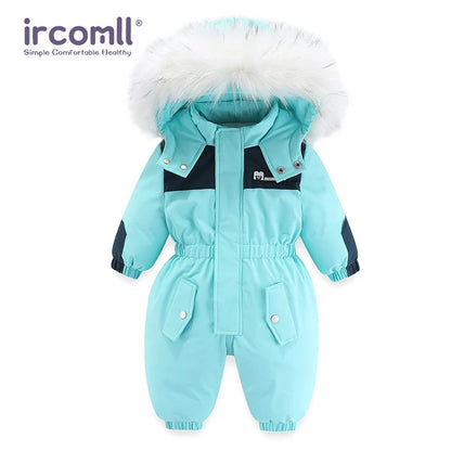 Waterproof -30°C Winter Baby Ski Jumpsuit with Hood green 18m-90 by HitMyNeed