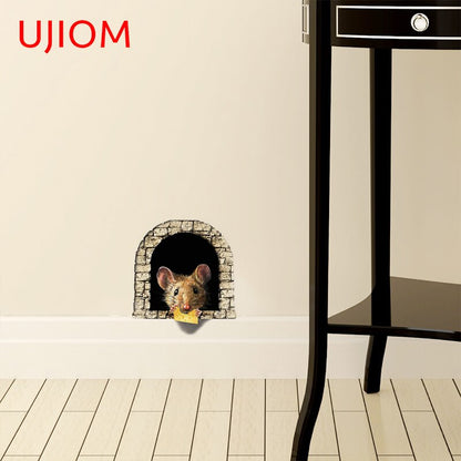 Waterproof 3D Mouse Hole Wall Decal Sticker by HitMyNeed