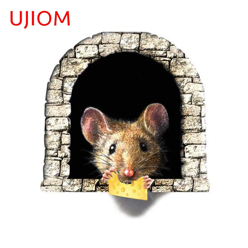 Waterproof 3D Mouse Hole Wall Decal Sticker by HitMyNeed