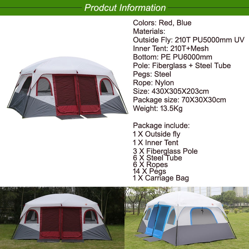 Waterproof 8-10 Person Family Camping Cabin Tent by HitMyNeed