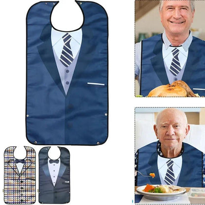 Waterproof Adult Bib with Crumb Catcher, Washable by HitMyNeed