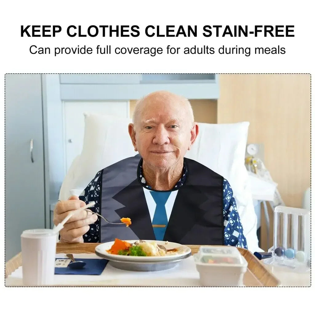 Waterproof Adult Bib with Crumb Catcher, Washable by HitMyNeed