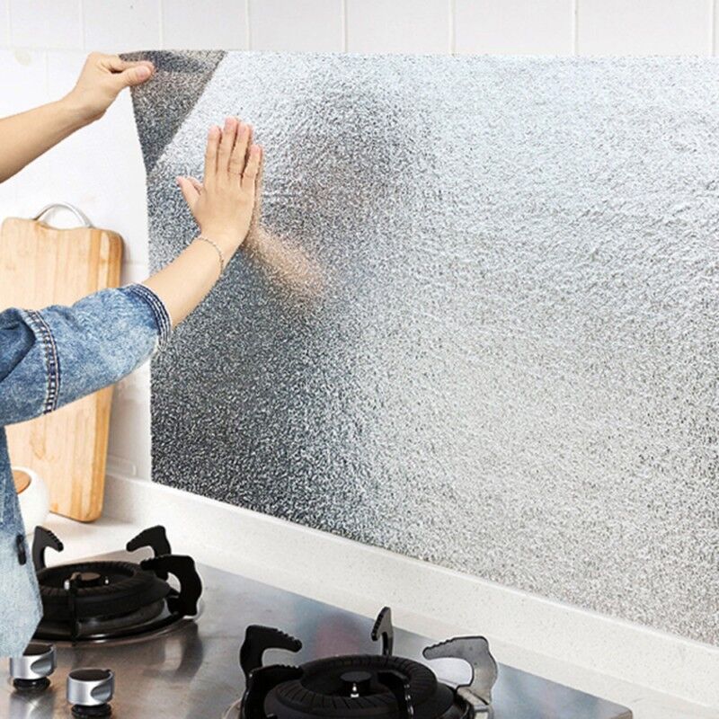 Waterproof Aluminum Kitchen Backsplash Sticker Roll by HitMyNeed