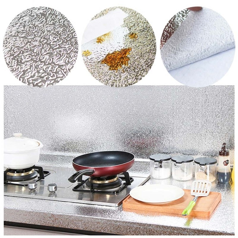 Waterproof Aluminum Kitchen Backsplash Sticker Roll by HitMyNeed