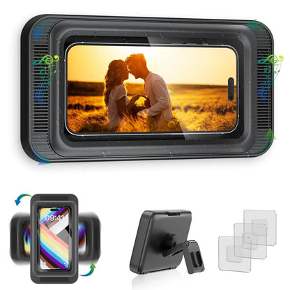 Waterproof Anti-Fog Shower Phone Holder, 360° Rotating black by HitMyNeed