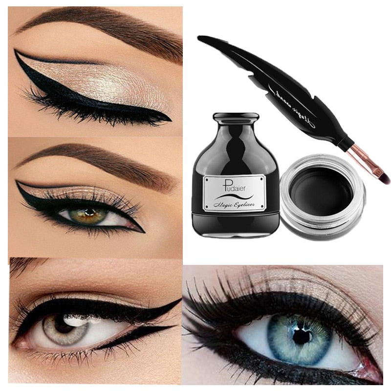Waterproof Black Feather Gel Eyeliner Set by HitMyNeed