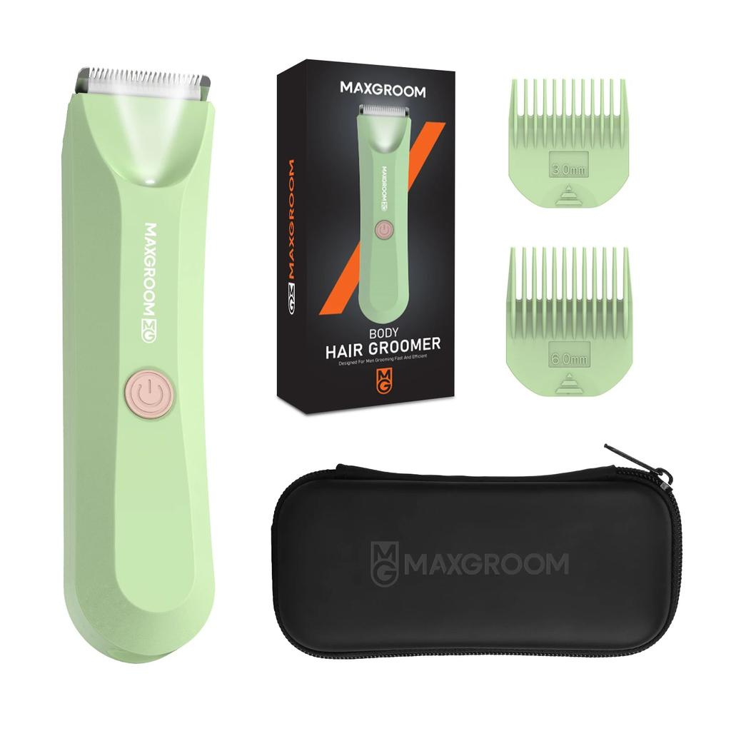 Waterproof Body & Groin Trimmer for Men with Ceramic Blade green by HitMyNeed