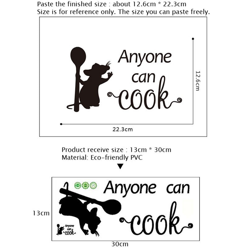 Waterproof Cooking Mouse Kitchen Wall Decal by HitMyNeed