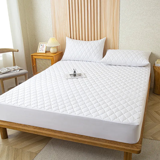 Waterproof Fitted Mattress Protector - Multiple Sizes white king-198x203x36cm by HitMyNeed
