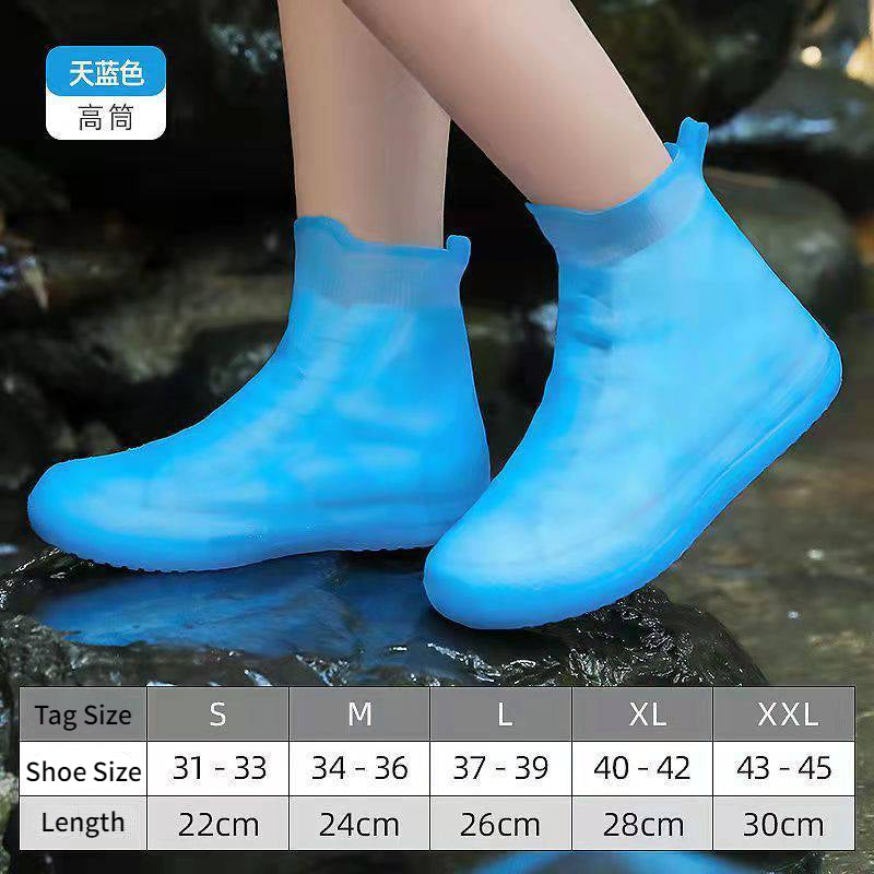 Waterproof High-Top Silicone Reusable Shoe Covers blue s by HitMyNeed