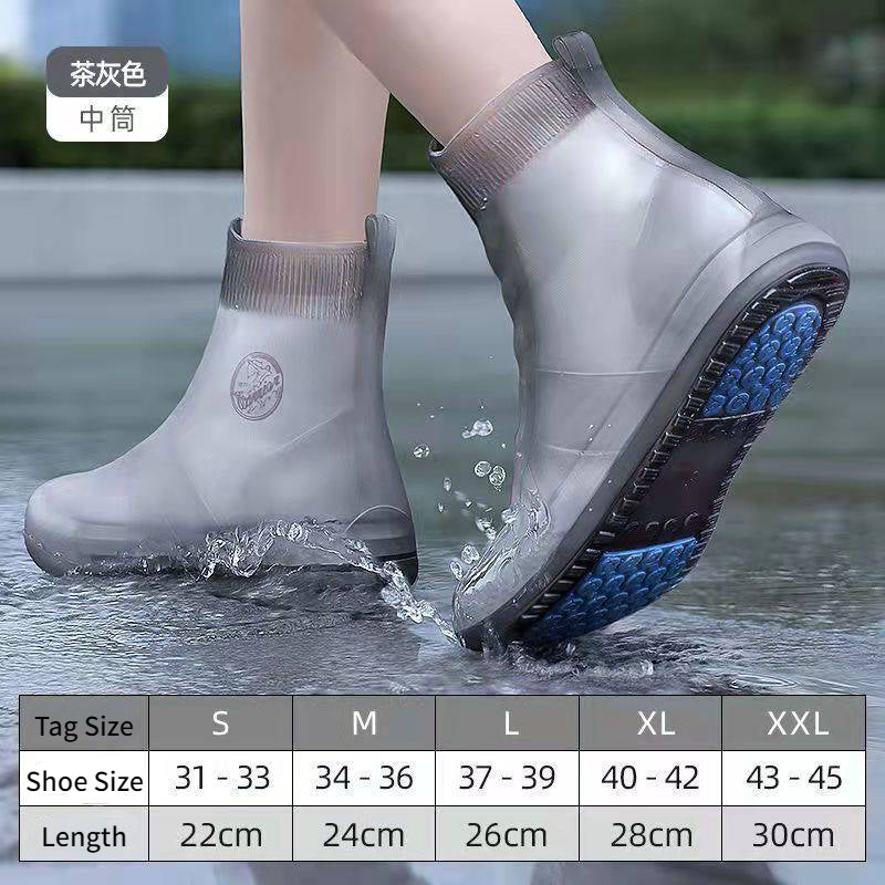 Waterproof High-Top Silicone Reusable Shoe Covers grey s by HitMyNeed