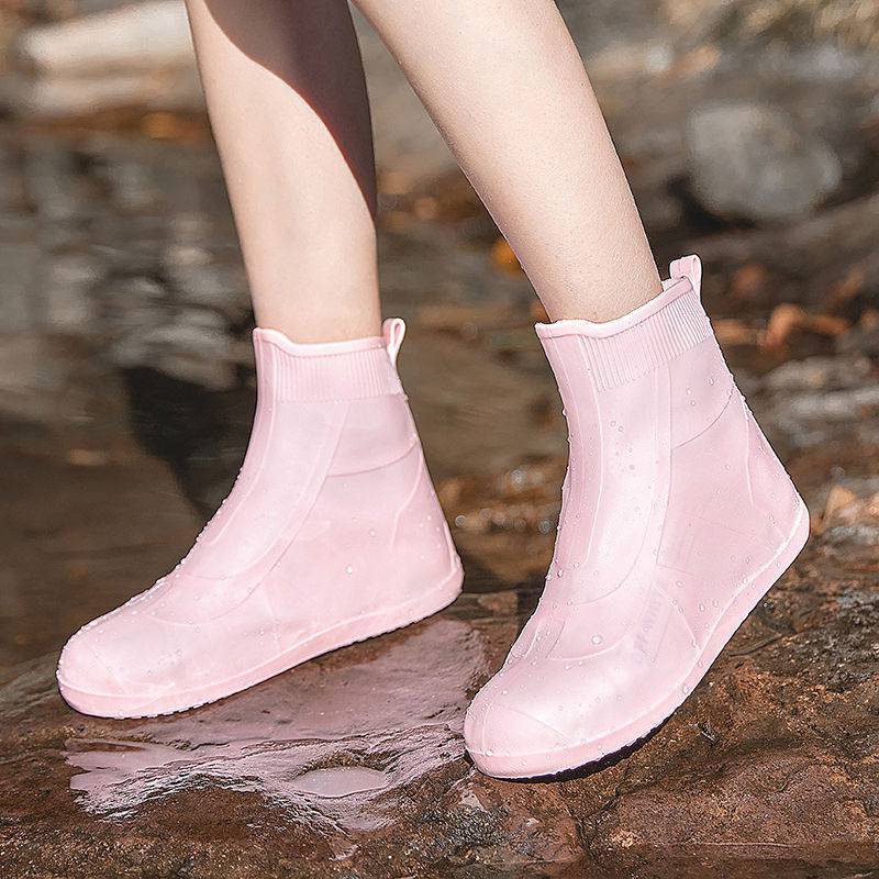 Waterproof High-Top Silicone Reusable Shoe Covers pink xxl by HitMyNeed