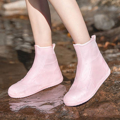 Waterproof High-Top Silicone Reusable Shoe Covers pink xxl by HitMyNeed