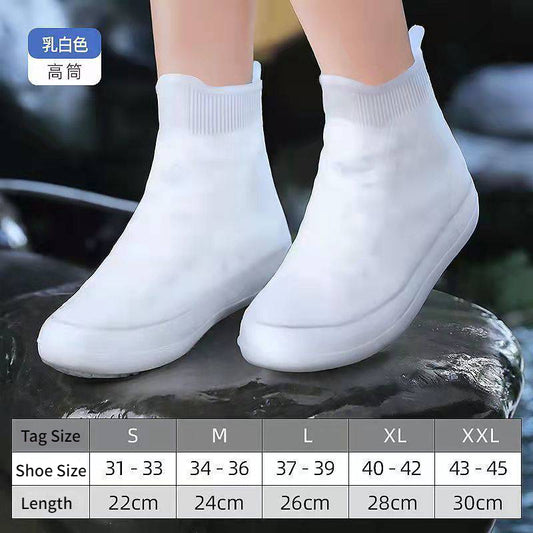 Waterproof High-Top Silicone Reusable Shoe Covers white xxl by HitMyNeed