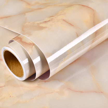 Waterproof Marble Kitchen Sticker 40 x 100cm marble-light-yellow by HitMyNeed