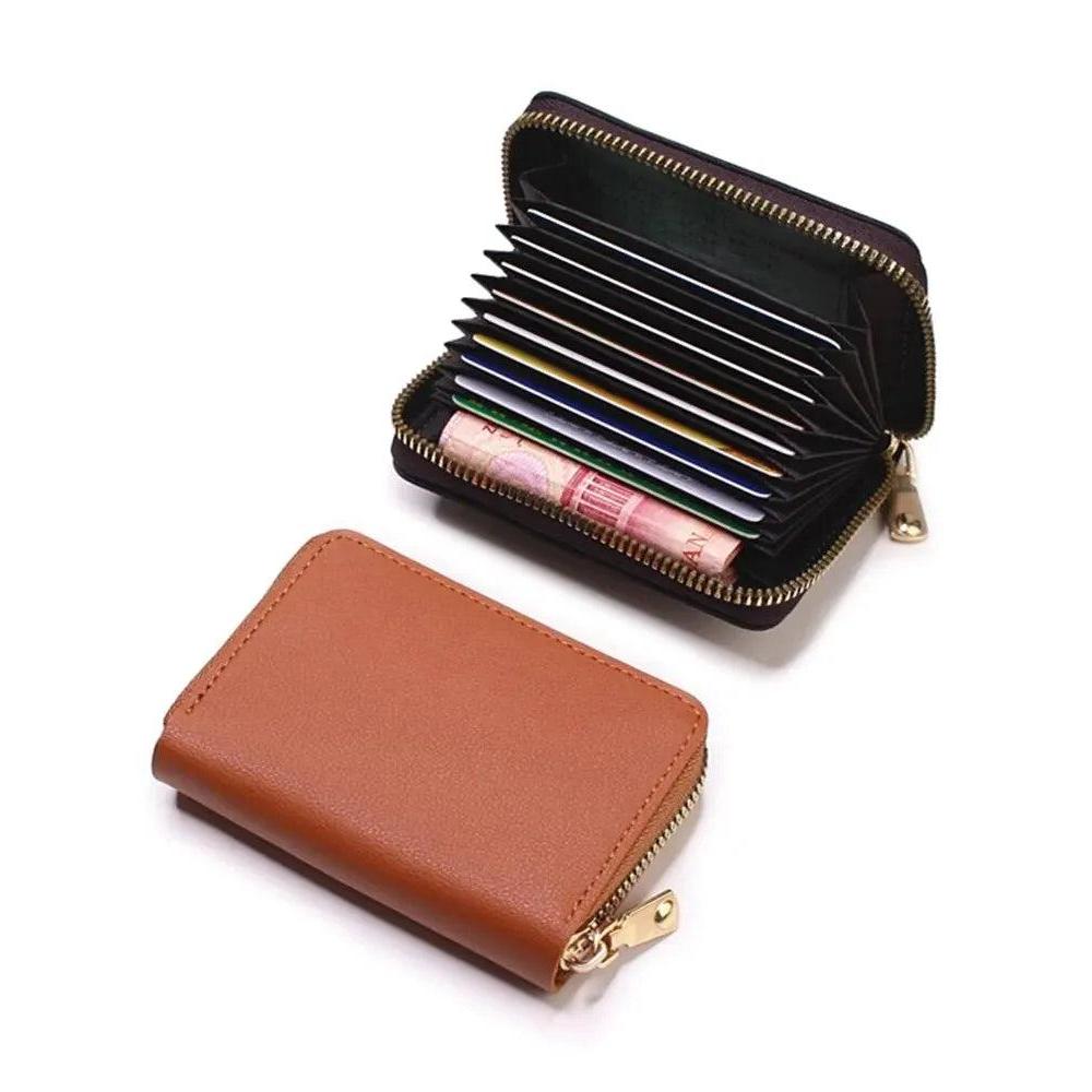 Waterproof Multi-Card Zipper Wallet for Men & Women brown by HitMyNeed