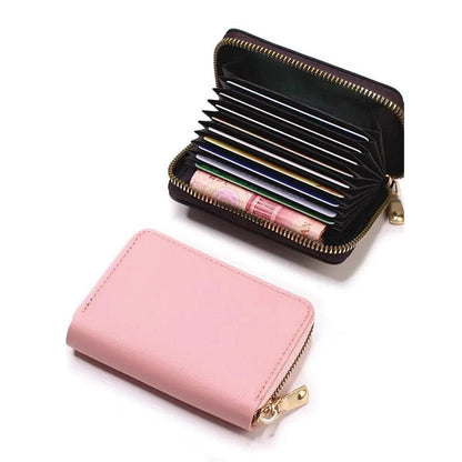 Waterproof Multi-Card Zipper Wallet for Men & Women pink by HitMyNeed