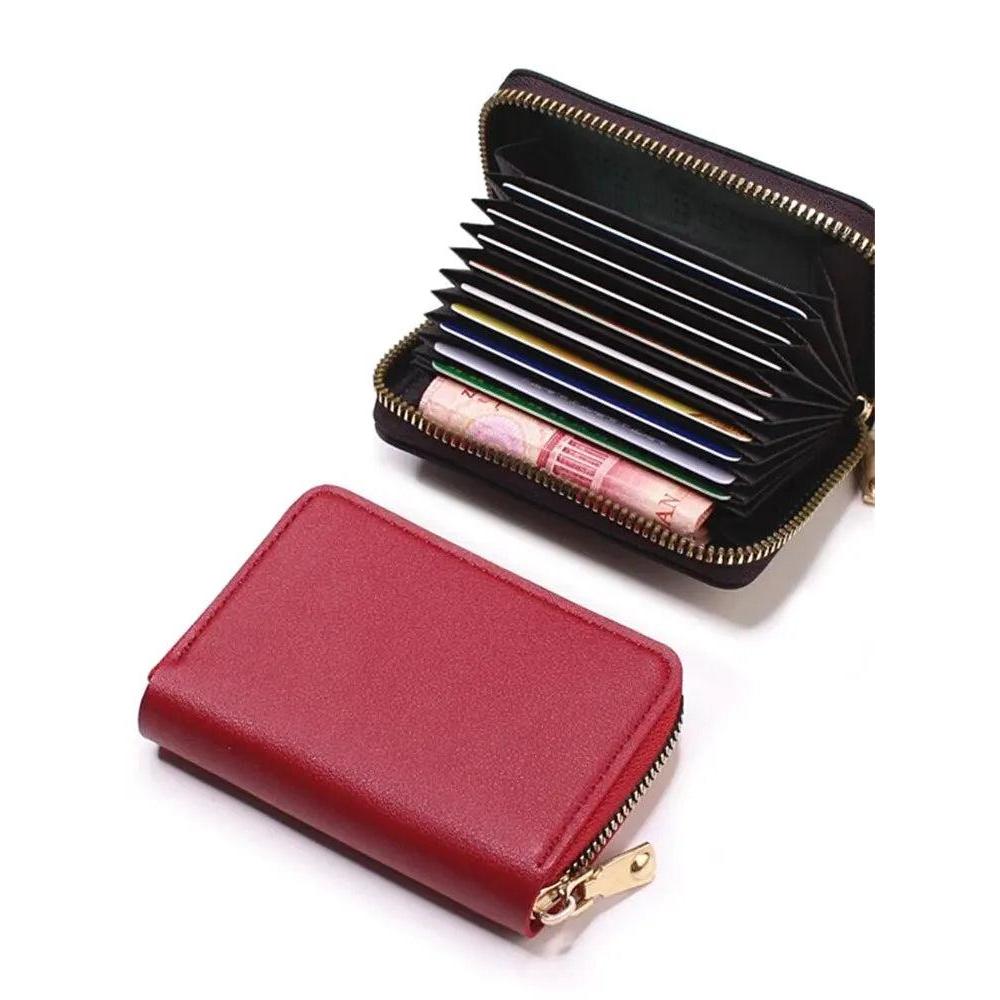 Waterproof Multi-Card Zipper Wallet for Men & Women red by HitMyNeed