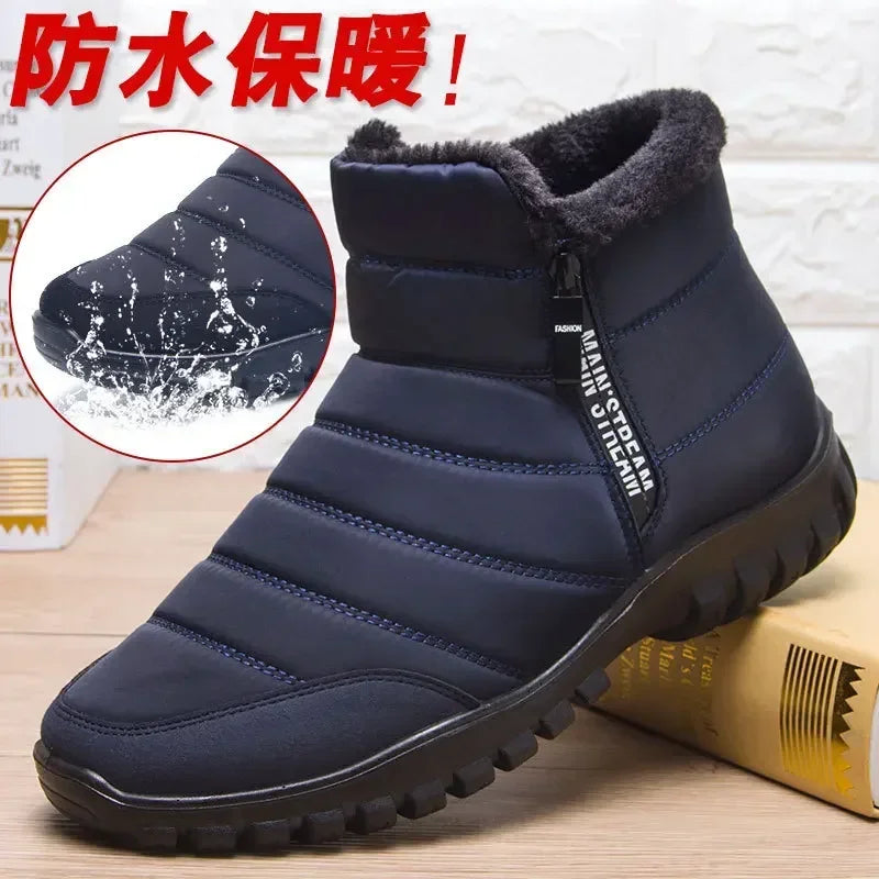Waterproof Non-Slip Winter Ankle Snow Boots blue 40.0 by HitMyNeed