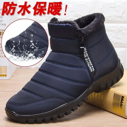 Waterproof Non-Slip Winter Ankle Snow Boots blue 40.0 by HitMyNeed