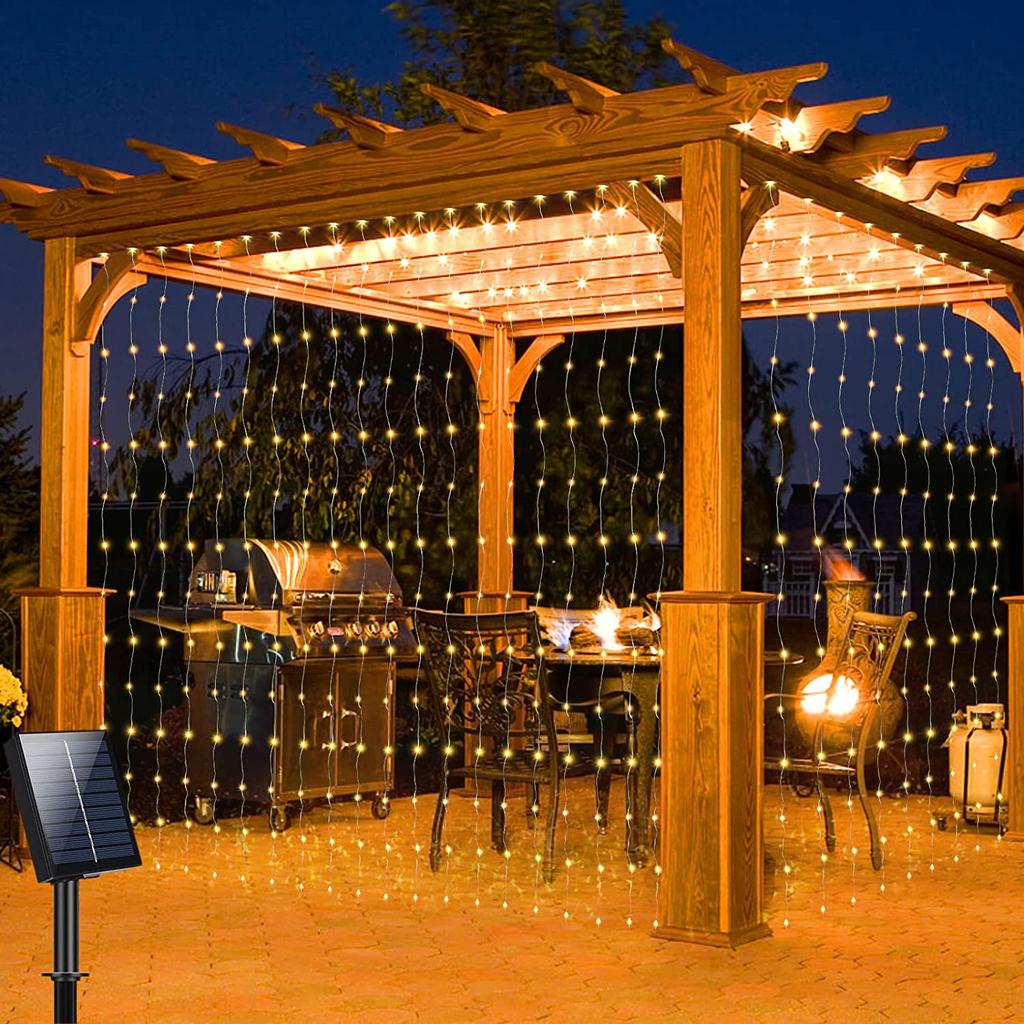 Waterproof Outdoor Solar Curtain String Lights by HitMyNeed