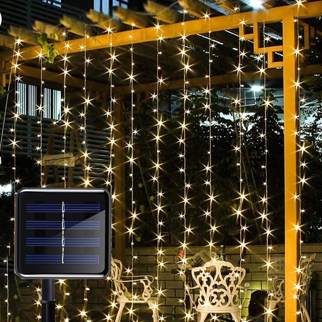 Waterproof Outdoor Solar Curtain String Lights by HitMyNeed