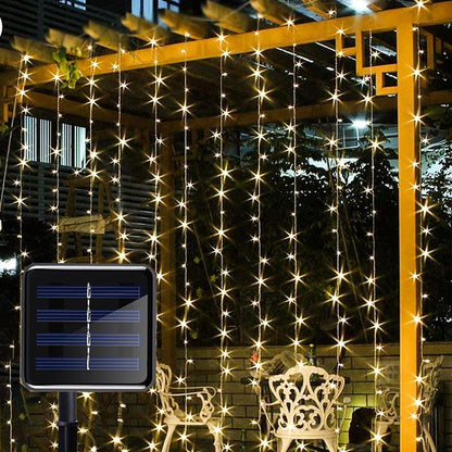 Waterproof Outdoor Solar Curtain String Lights by HitMyNeed