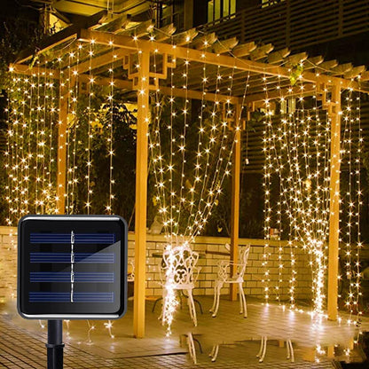 Waterproof Outdoor Solar Curtain String Lights by HitMyNeed
