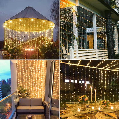 Waterproof Outdoor Solar Curtain String Lights by HitMyNeed