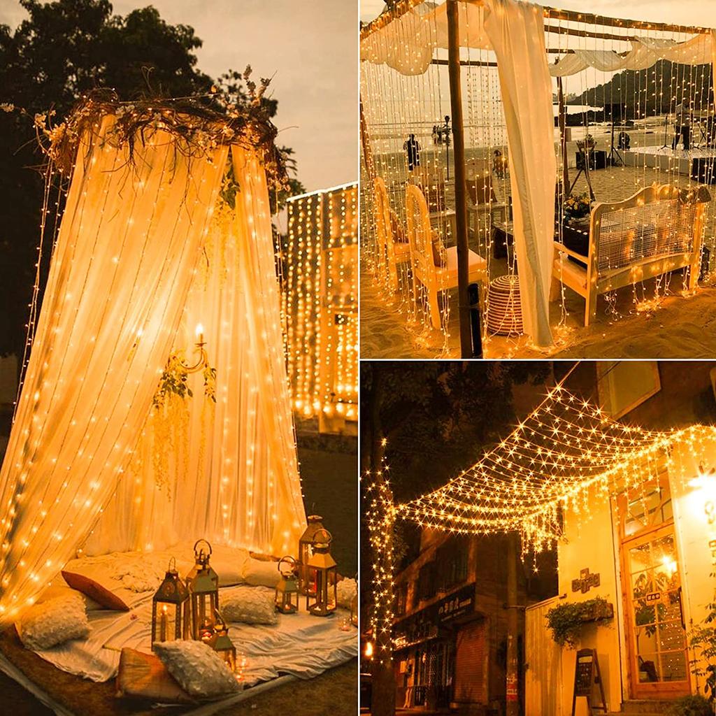 Waterproof Outdoor Solar Curtain String Lights by HitMyNeed