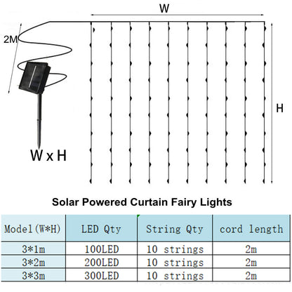 Waterproof Outdoor Solar Curtain String Lights by HitMyNeed