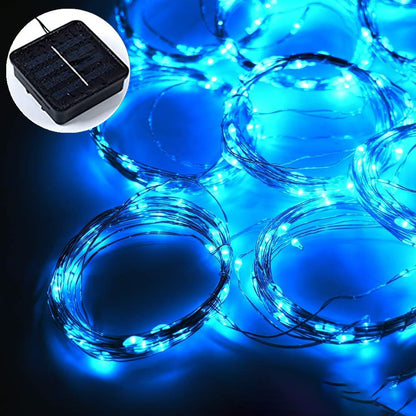 Waterproof Outdoor Solar Curtain String Lights blue 3m3m by HitMyNeed