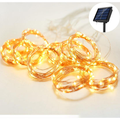 Waterproof Outdoor Solar Curtain String Lights warm-white 3m3m by HitMyNeed