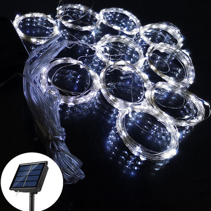 Waterproof Outdoor Solar Curtain String Lights white 3m2m by HitMyNeed