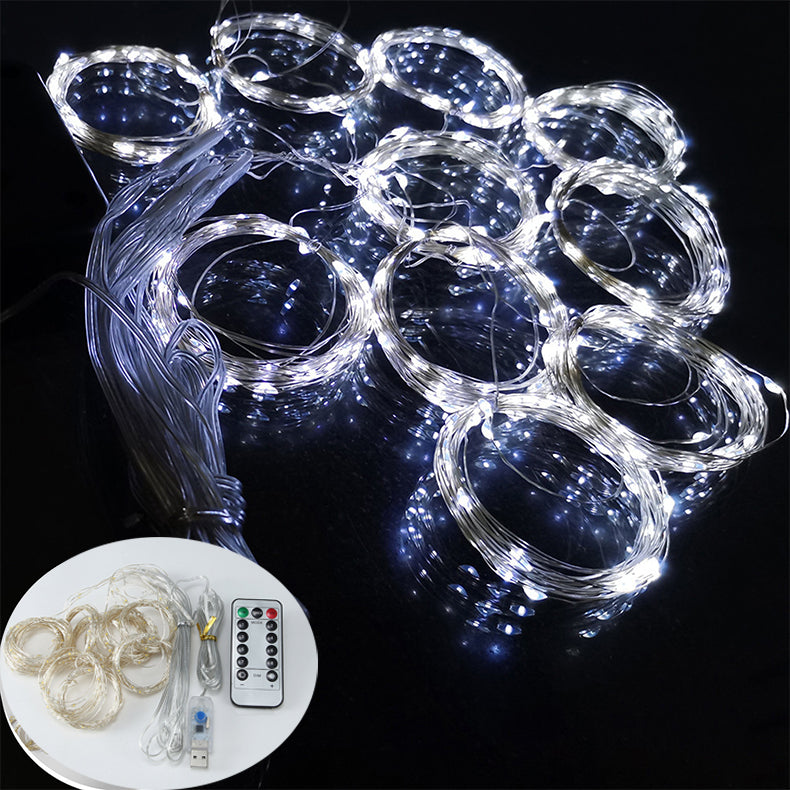 Waterproof Outdoor Solar Curtain String Lights white-usb 3m2m by HitMyNeed