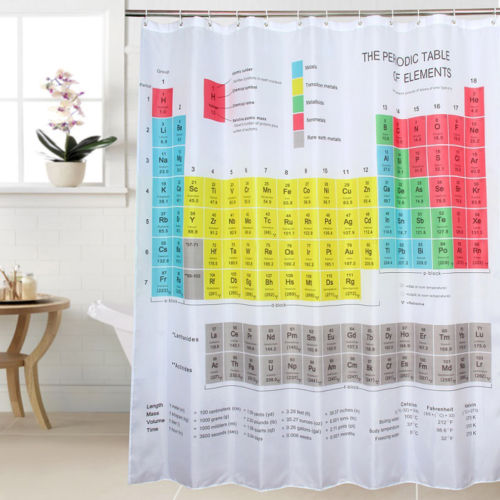 Waterproof Periodic Table Shower Curtain 180x180cm by HitMyNeed