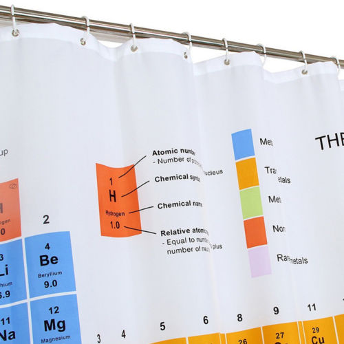 Waterproof Periodic Table Shower Curtain 180x180cm by HitMyNeed