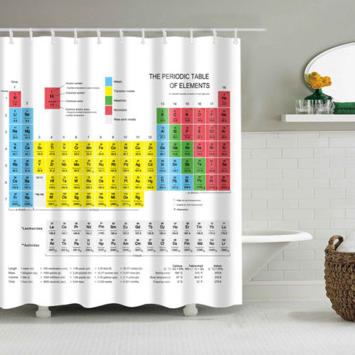 Waterproof Periodic Table Shower Curtain 180x180cm by HitMyNeed