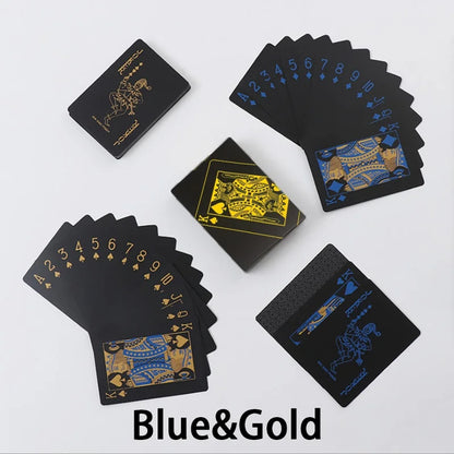 Waterproof PET Plastic Playing Cards for Poker blue-x-golden by HitMyNeed