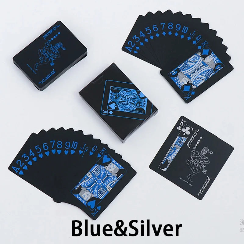 Waterproof PET Plastic Playing Cards for Poker blue-x-silver by HitMyNeed