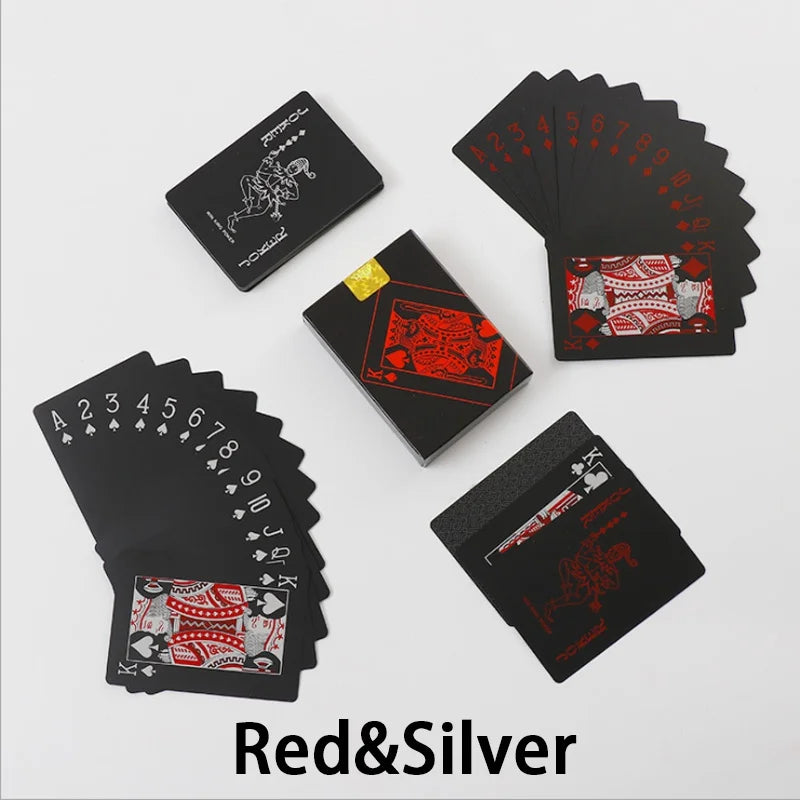 Waterproof PET Plastic Playing Cards for Poker red-x-silver by HitMyNeed