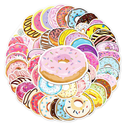 Waterproof PVC Donut Stickers Set (50 Pack) by HitMyNeed
