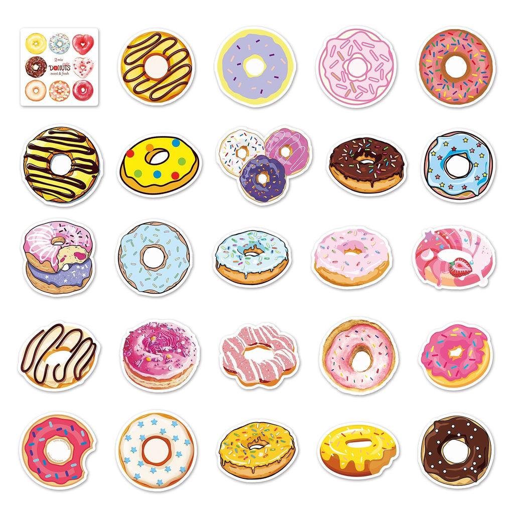 Waterproof PVC Donut Stickers Set (50 Pack) by HitMyNeed