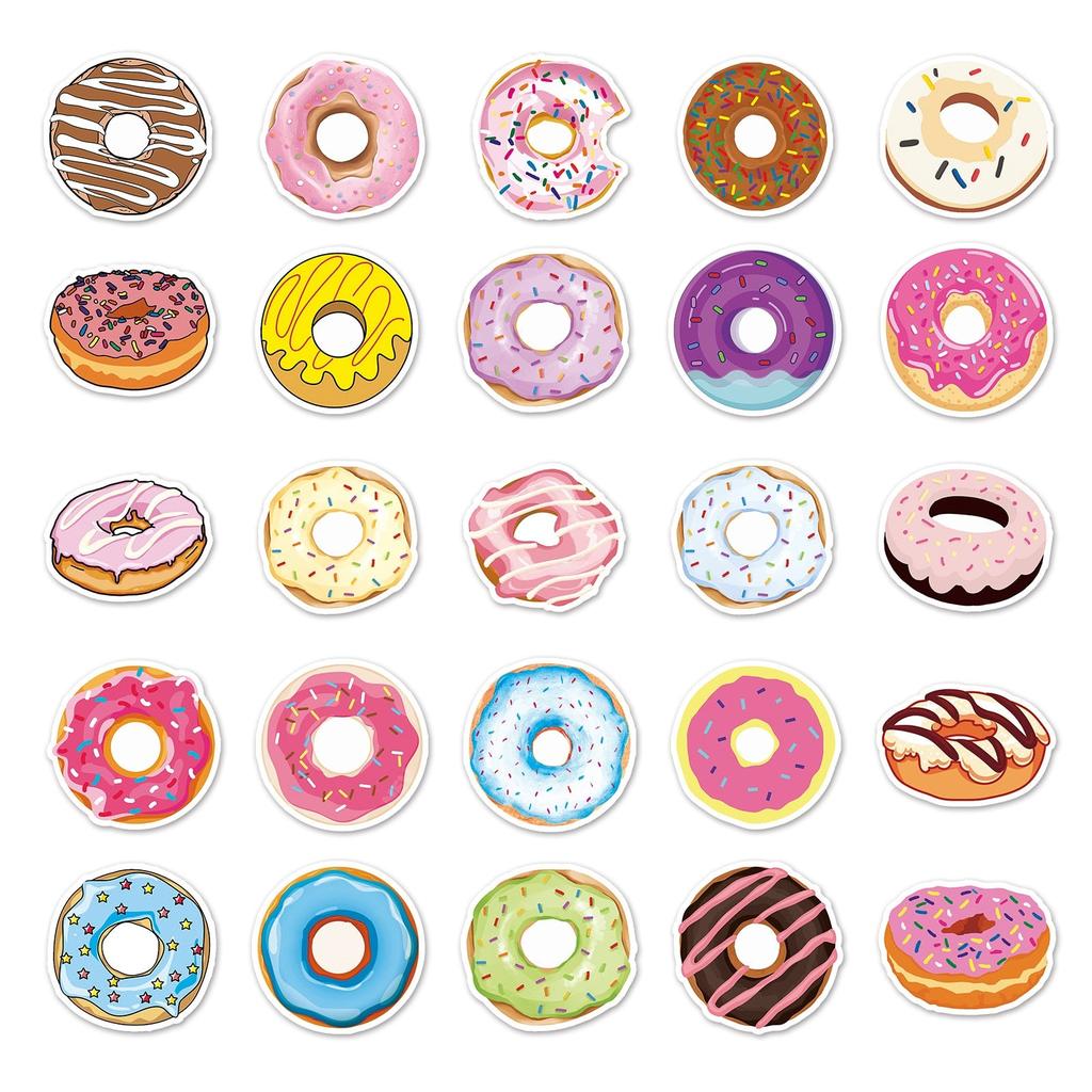 Waterproof PVC Donut Stickers Set (50 Pack) by HitMyNeed
