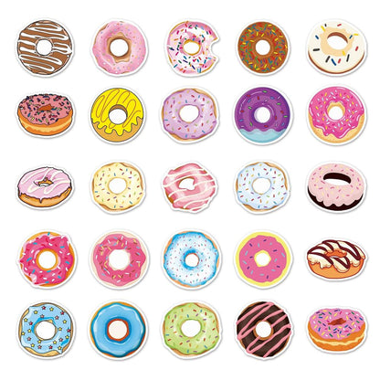 Waterproof PVC Donut Stickers Set (50 Pack) by HitMyNeed