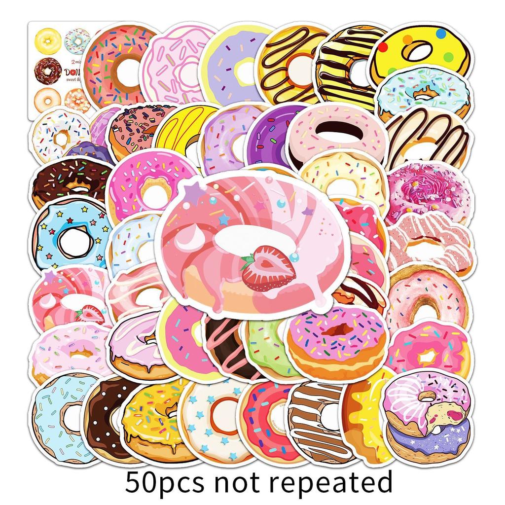 Waterproof PVC Donut Stickers Set (50 Pack) by HitMyNeed