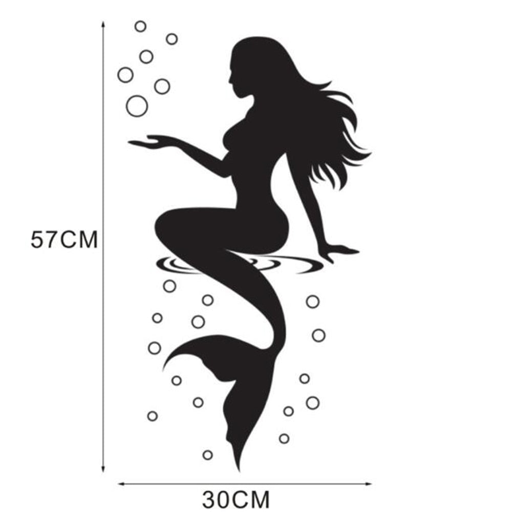 Waterproof PVC Mermaid Wall Decal 57 x 30 cm by HitMyNeed