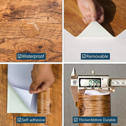 Waterproof PVC Wood Grain Self-Adhesive Sticker Roll by HitMyNeed