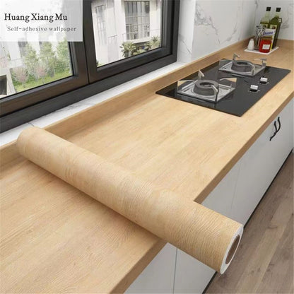 Waterproof PVC Wood Grain Self-Adhesive Sticker Roll huang-xiang-m 80x500cm by HitMyNeed